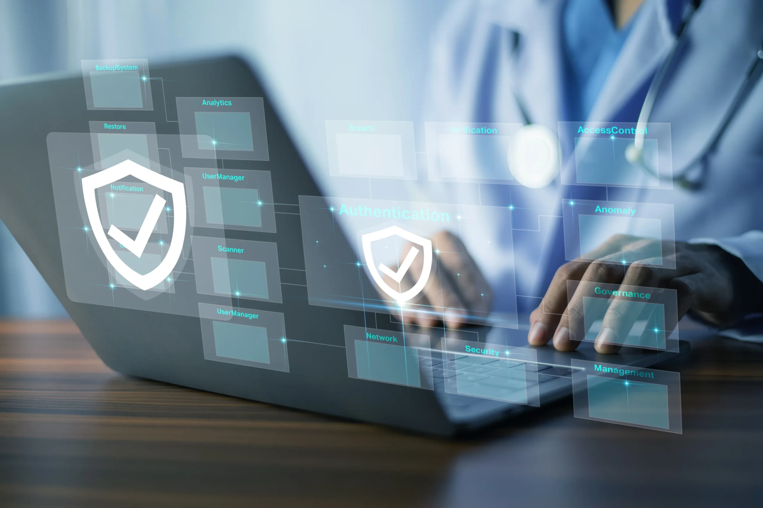 Healthcare provider running automated verification workflows during digital compliance screening.
